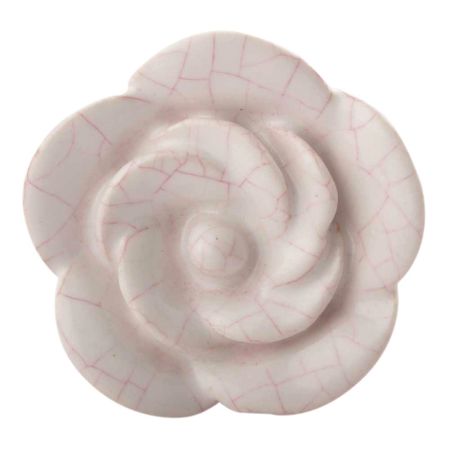 White Pink Crackle Medium Rose Flower Ceramic Knobs
